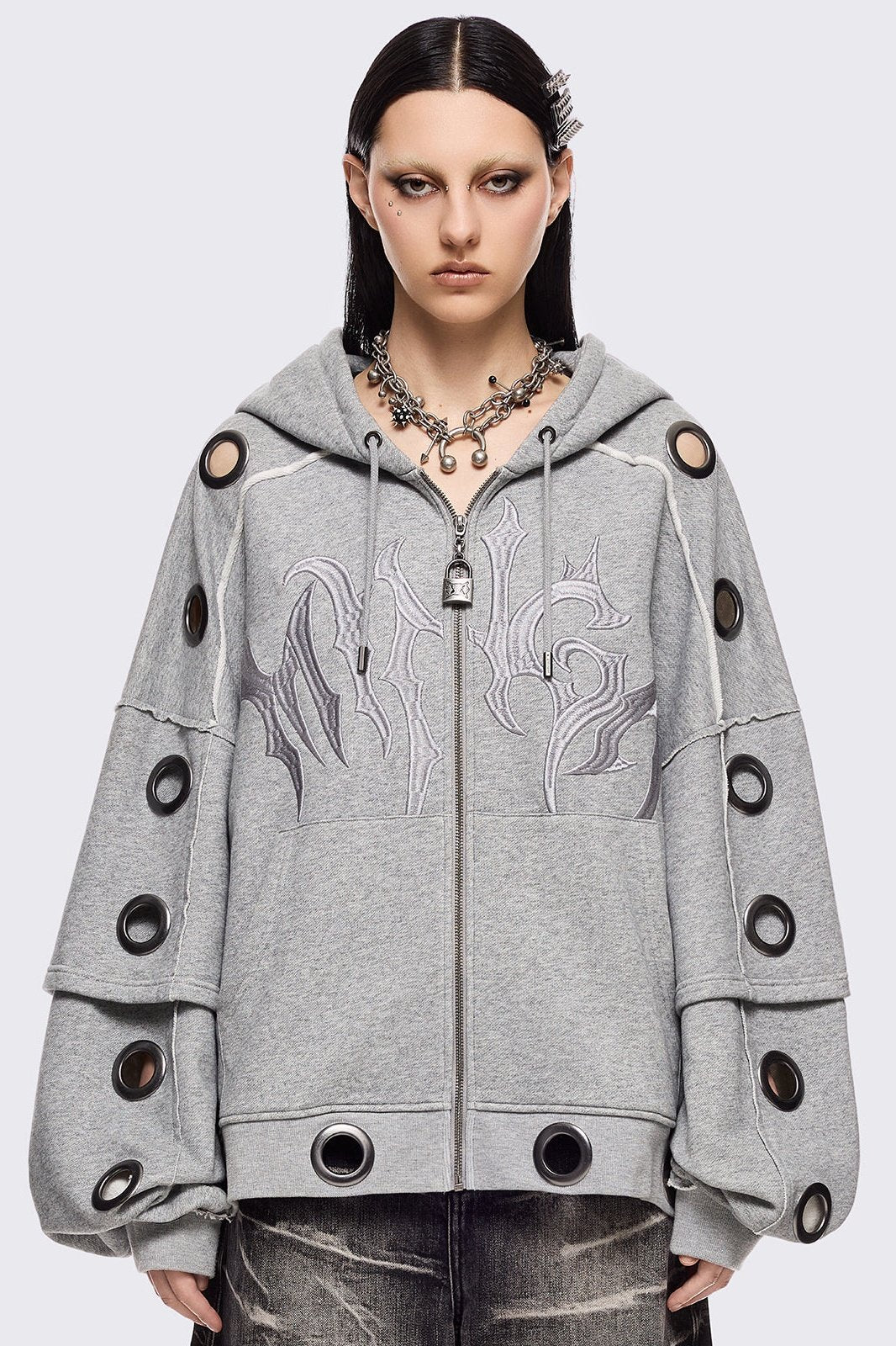 Minga London Hexa Grey Zip Up Hoodie