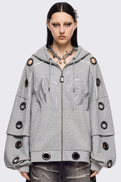 Minga London Hexa Grey Zip Up Hoodie