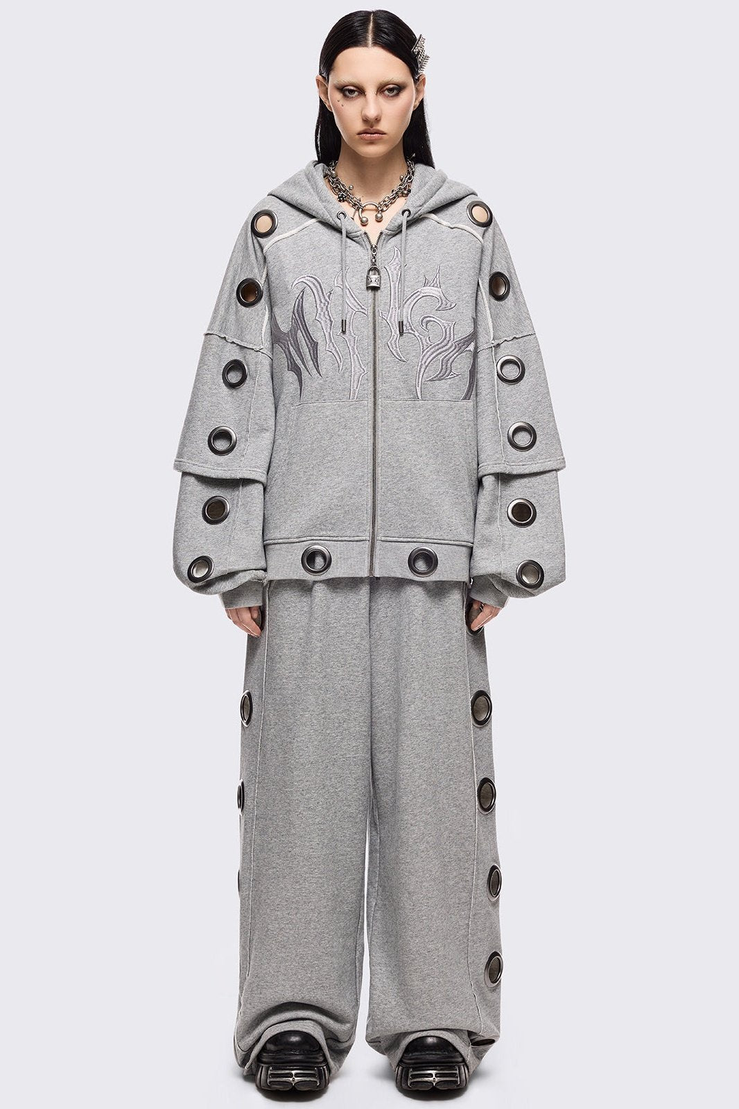 Minga London Hexa Grey Zip Up Hoodie