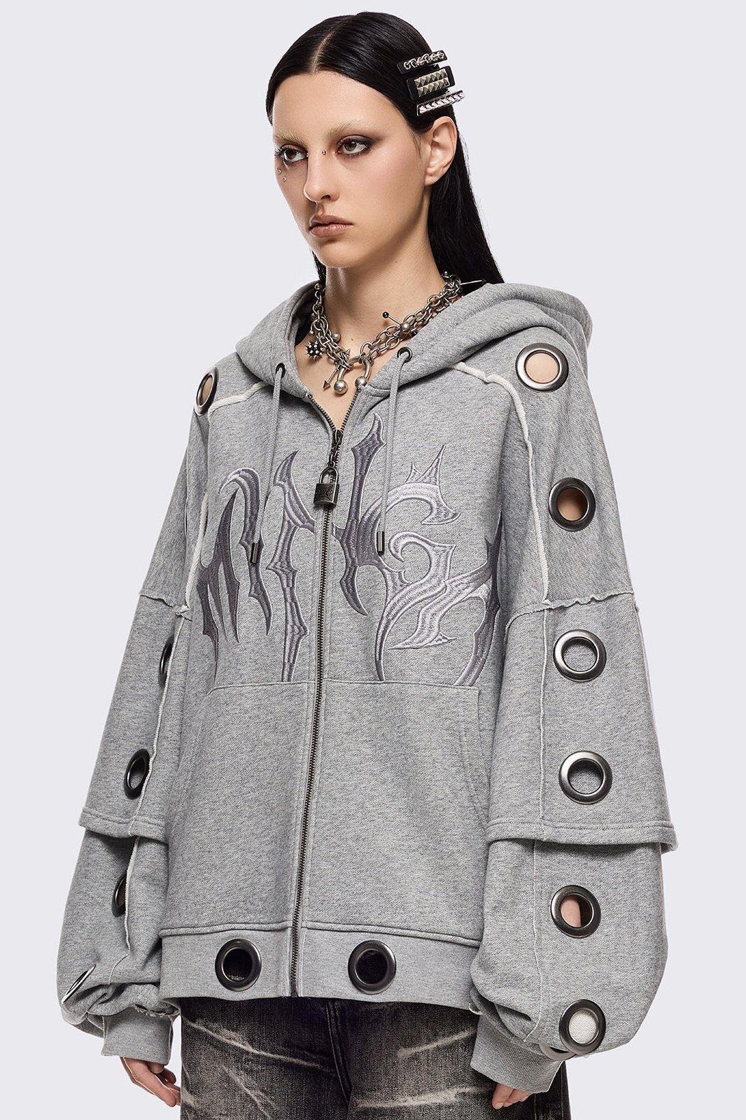 Minga London Hexa Grey Zip Up Hoodie