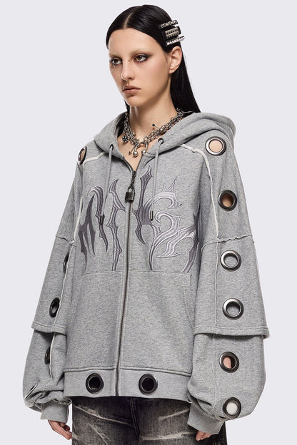 Minga London Hexa Grey Zip Up Hoodie