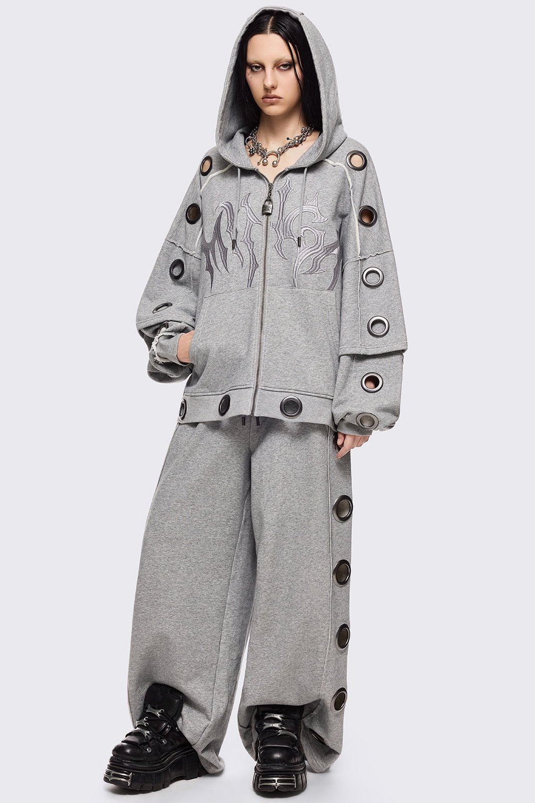 Minga London Hexa Grey Zip Up Hoodie