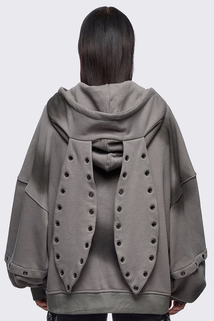Minga London Heaven Grey Washed Zip Up Hoodie