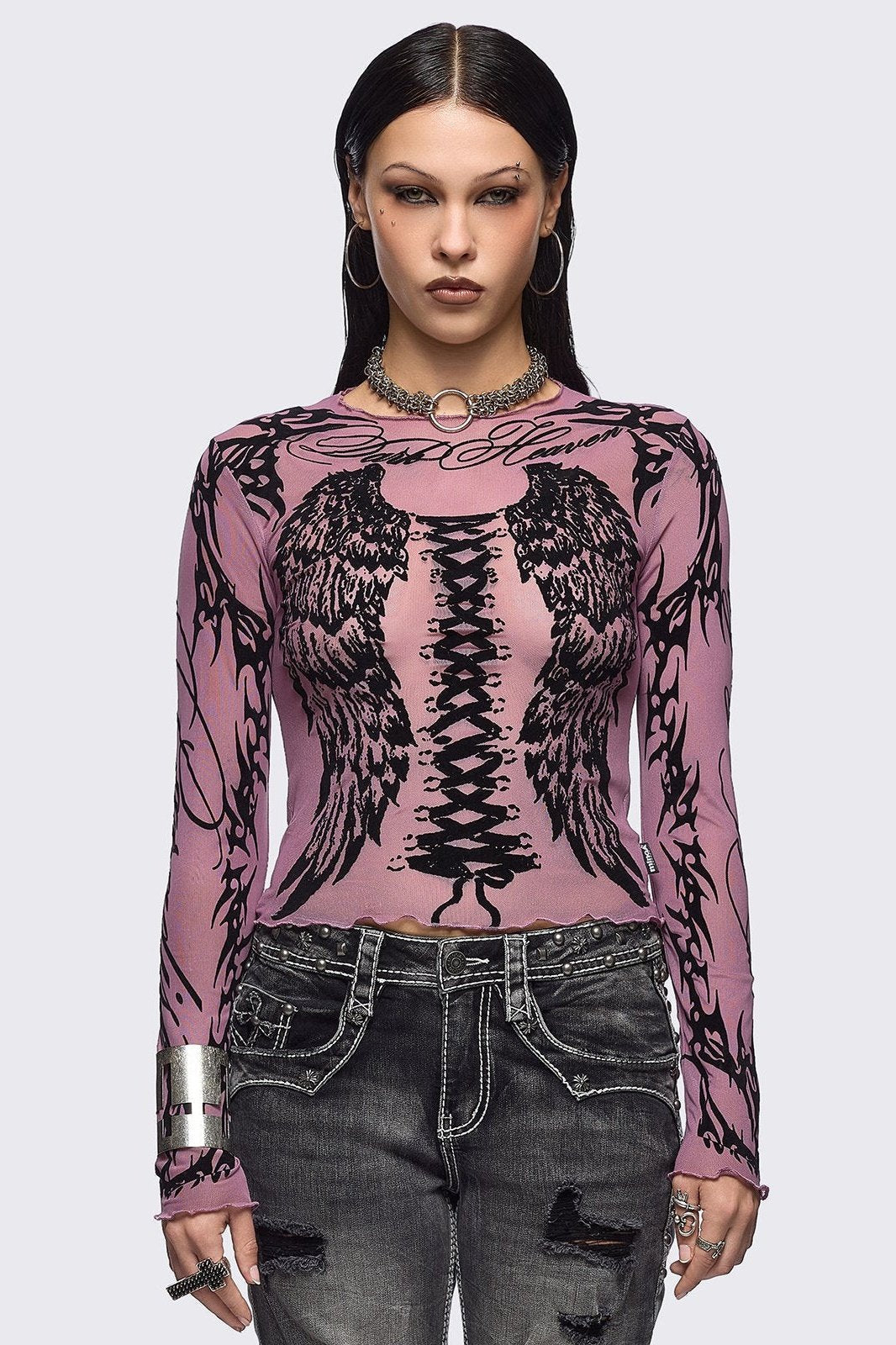 Minga London Wing It Pink Mesh Top