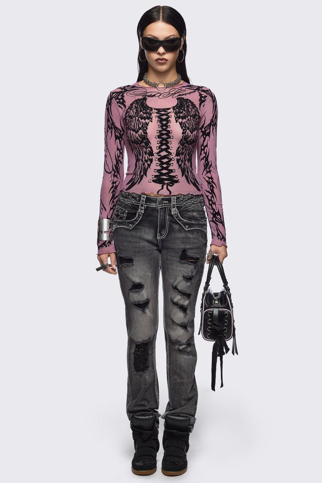 Minga London Wing It Pink Mesh Top