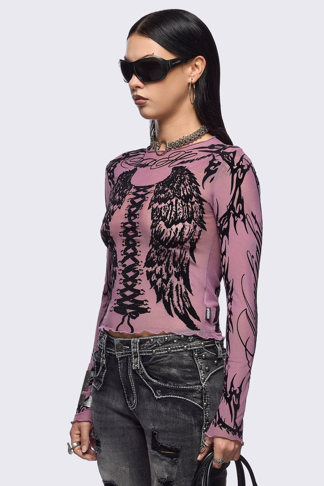 Minga London Wing It Pink Mesh Top