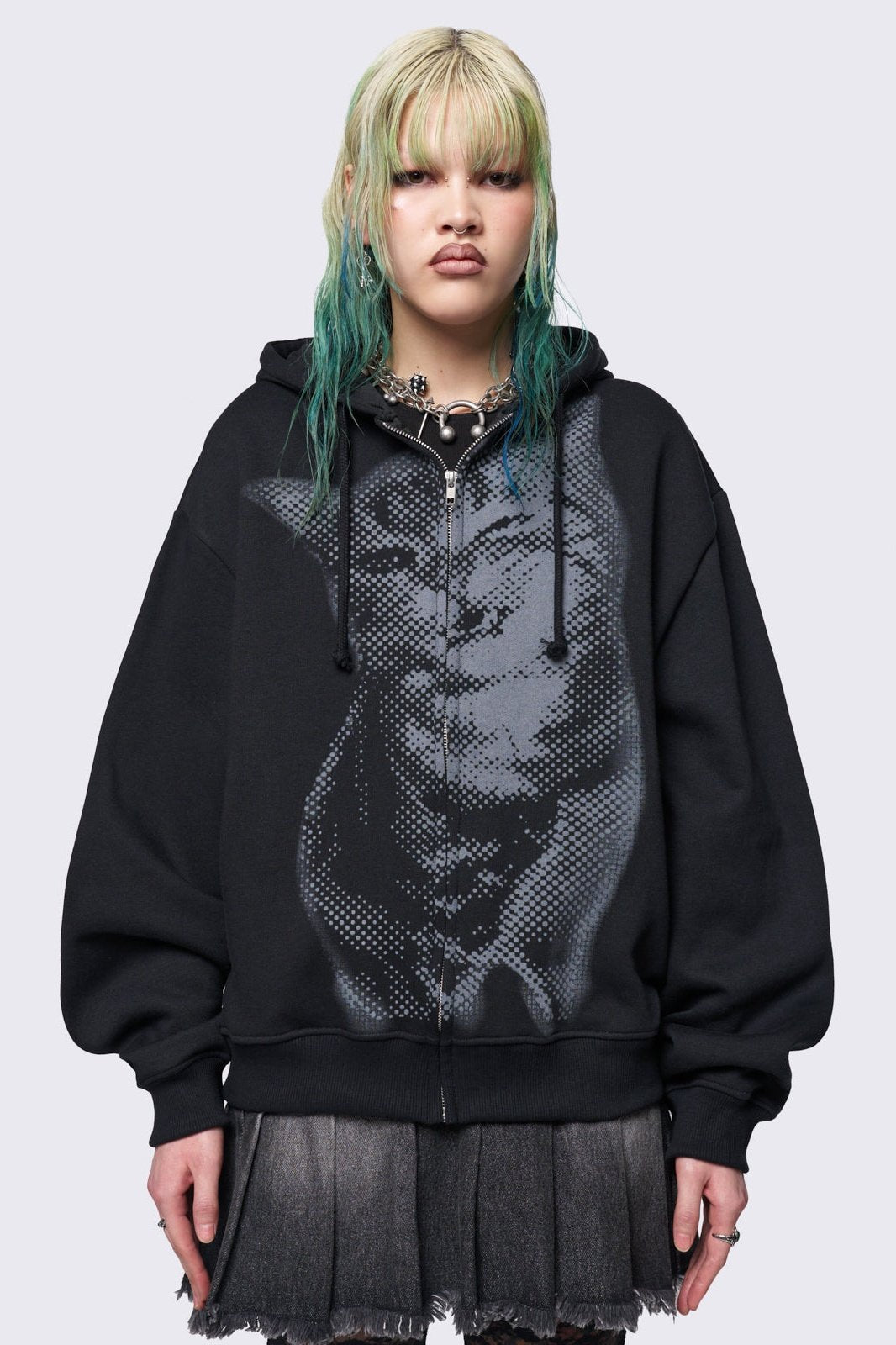 Minga London Pixel Kitty Zip Up Hoodie