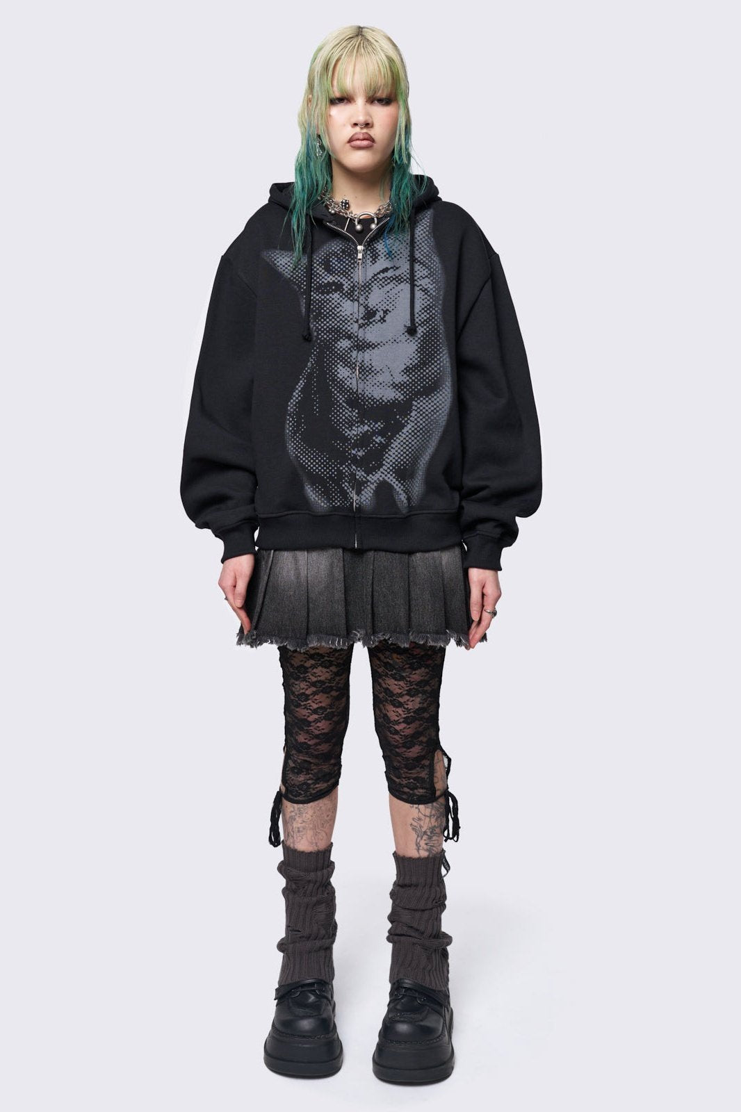 Minga London Pixel Kitty Zip Up Hoodie