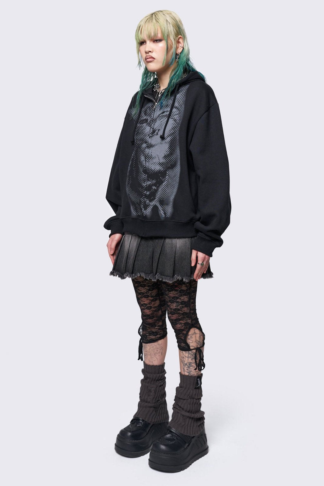 Minga London Pixel Kitty Zip Up Hoodie