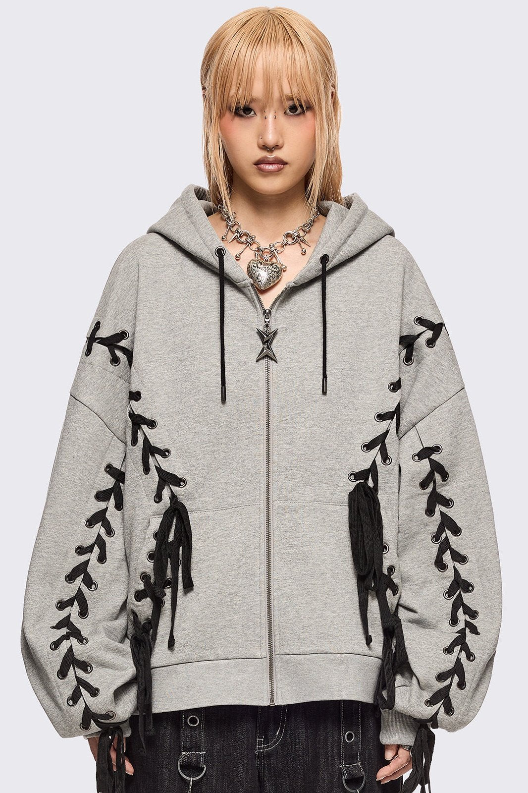 Minga London Mia Grey Zip Up Hoodie