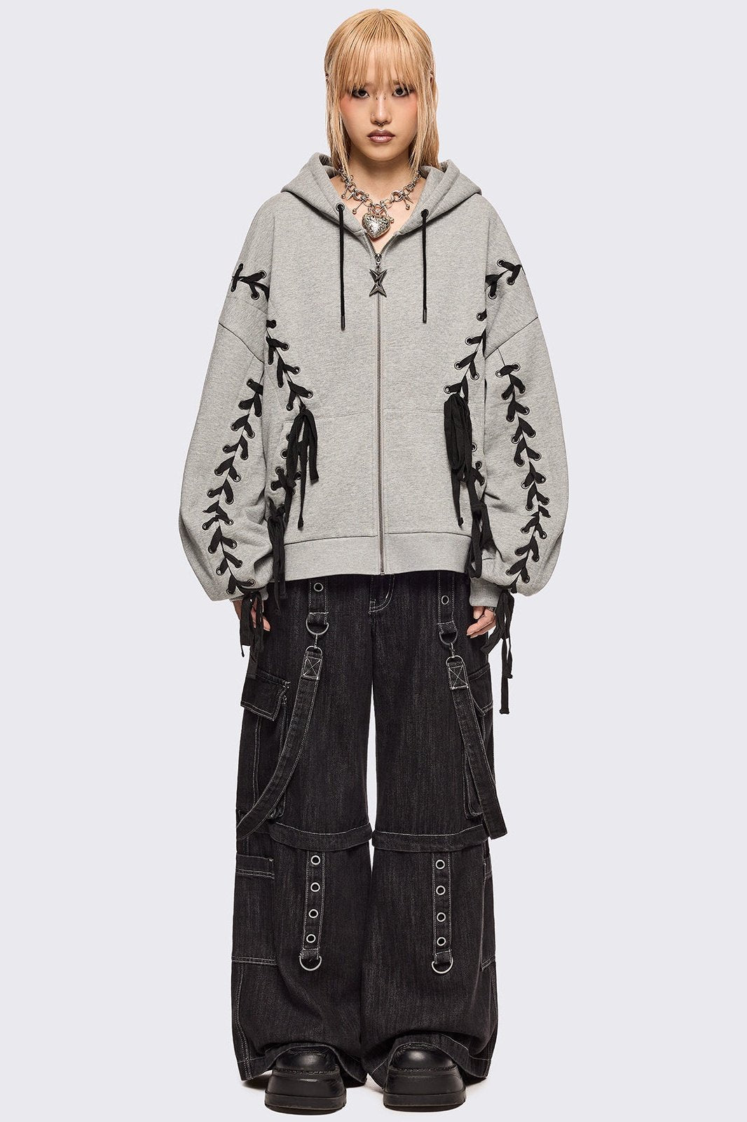 Minga London Mia Grey Zip Up Hoodie
