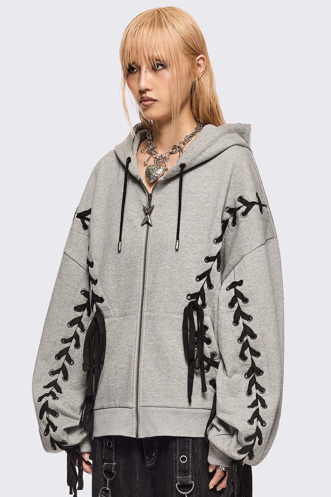 Minga London Mia Grey Zip Up Hoodie