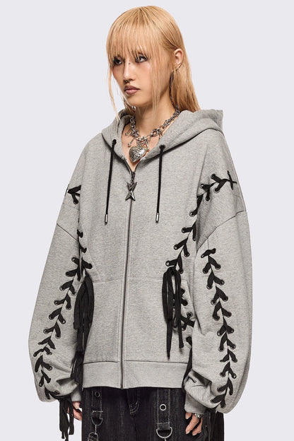 Minga London Mia Grey Zip Up Hoodie