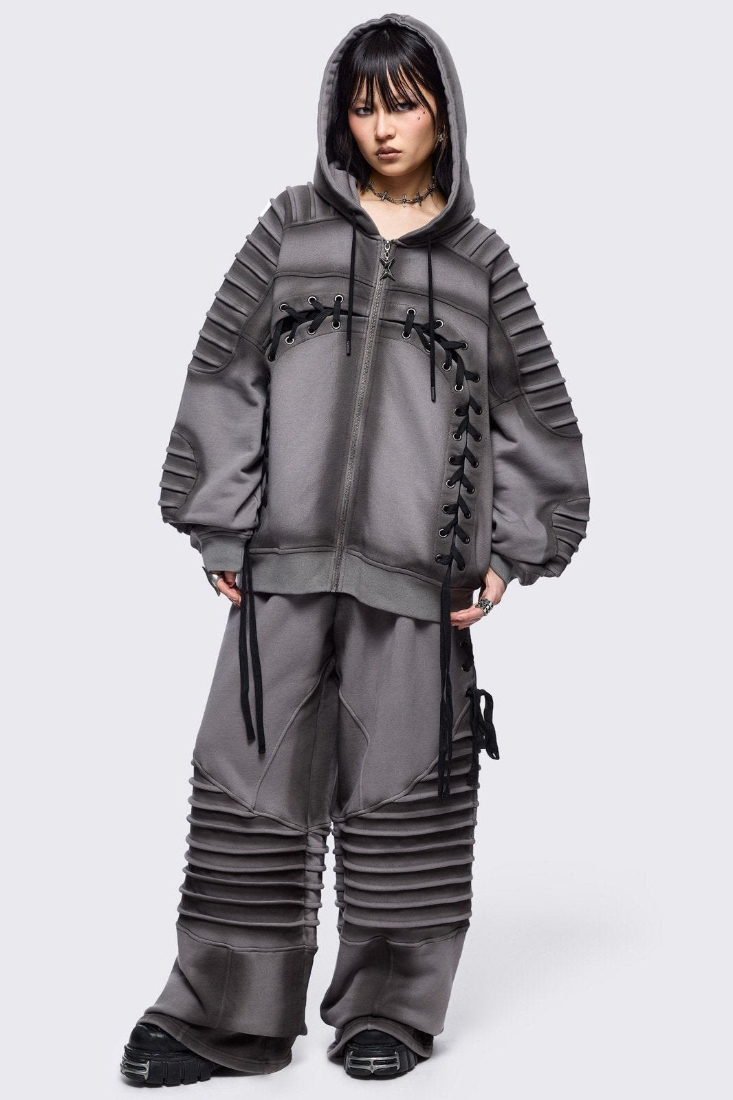Minga London Vyre Grey Zip Up Hoodie