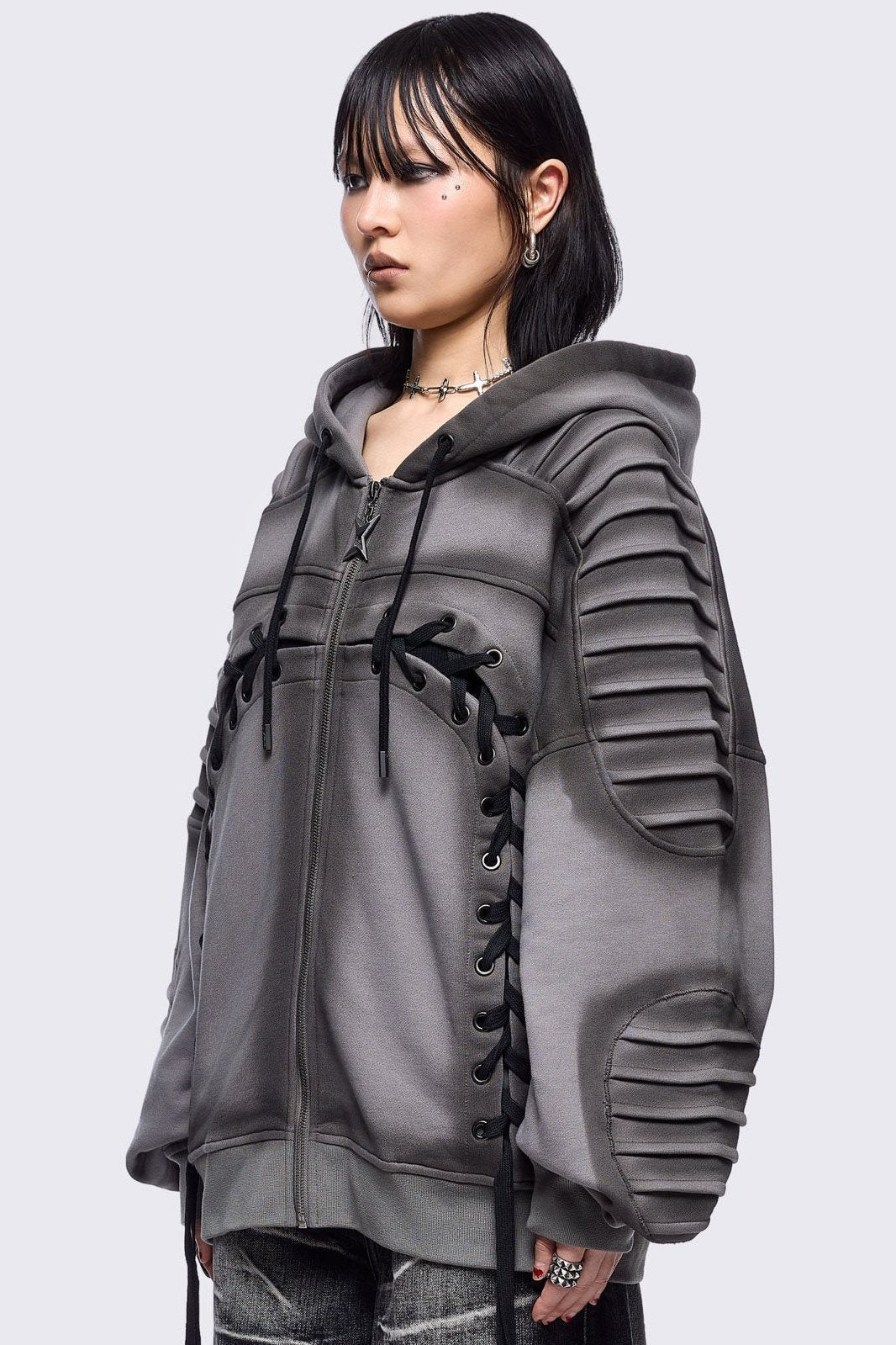 Minga London Vyre Grey Zip Up Hoodie