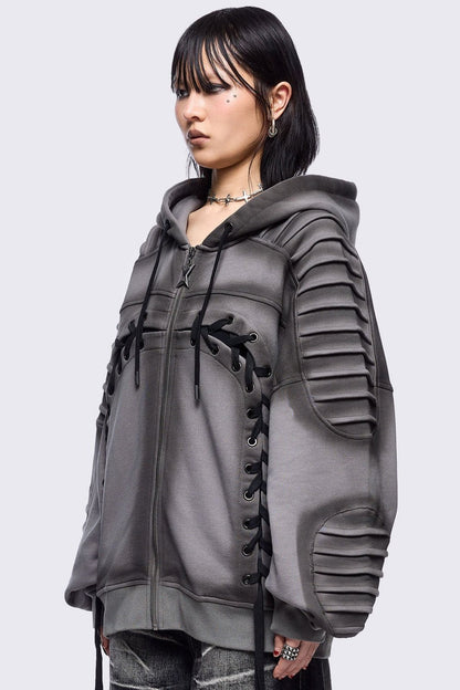 Minga London Vyre Grey Zip Up Hoodie