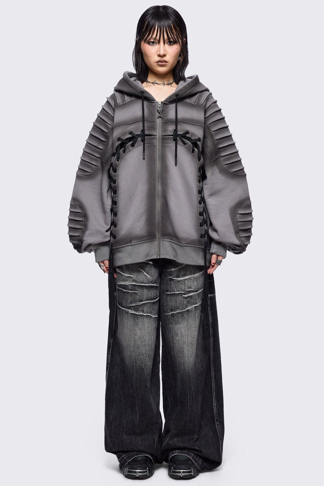 Minga London Vyre Grey Zip Up Hoodie