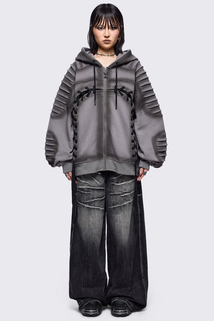 Minga London Vyre Grey Zip Up Hoodie