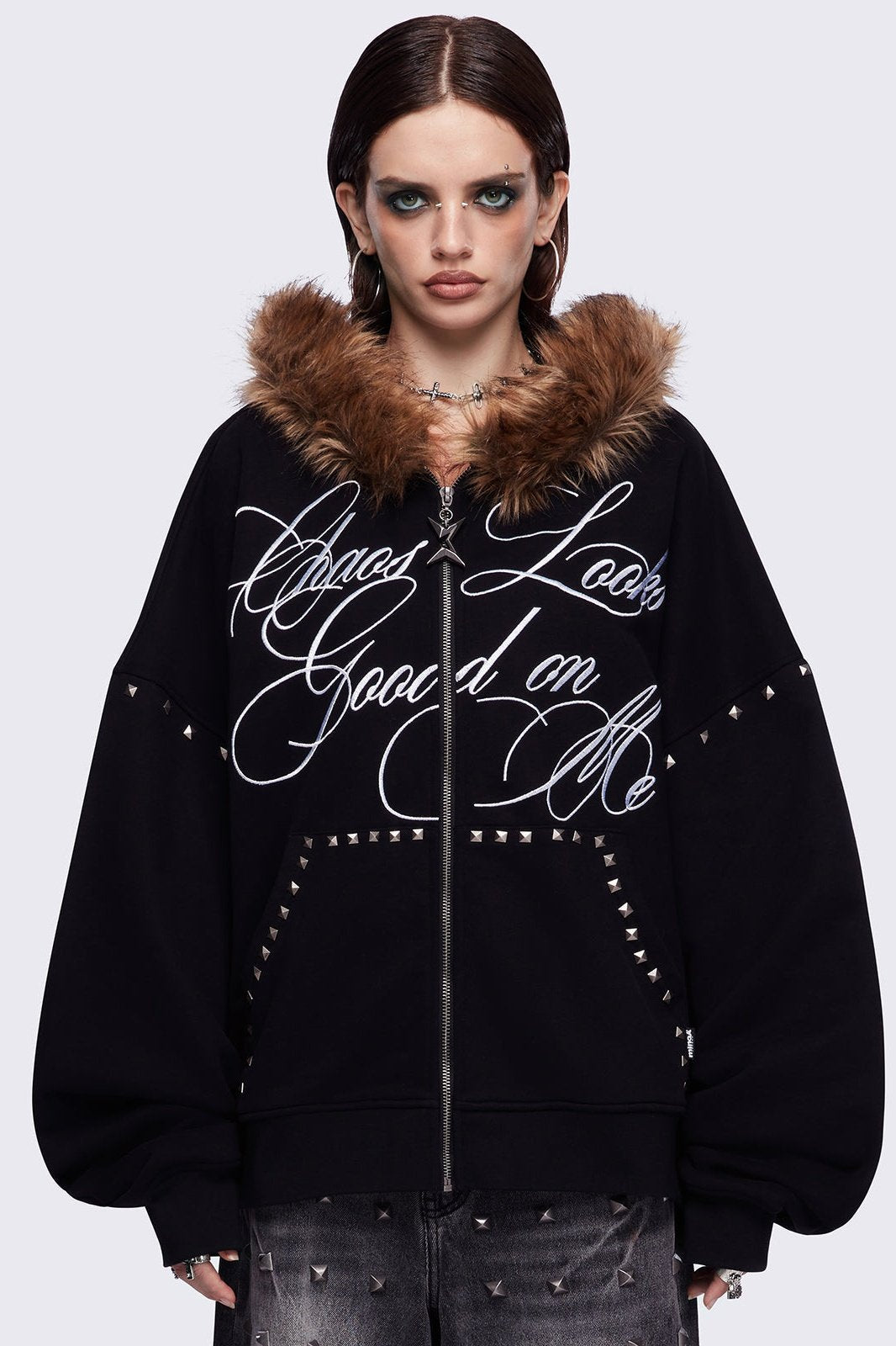 Minga London Chaotic Self Zip Up Hoodie