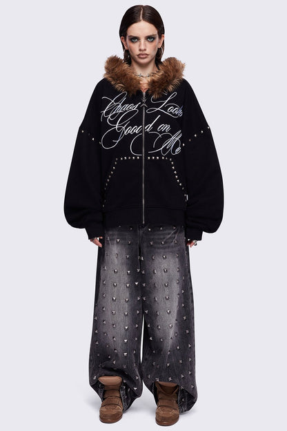 Minga London Chaotic Self Zip Up Hoodie