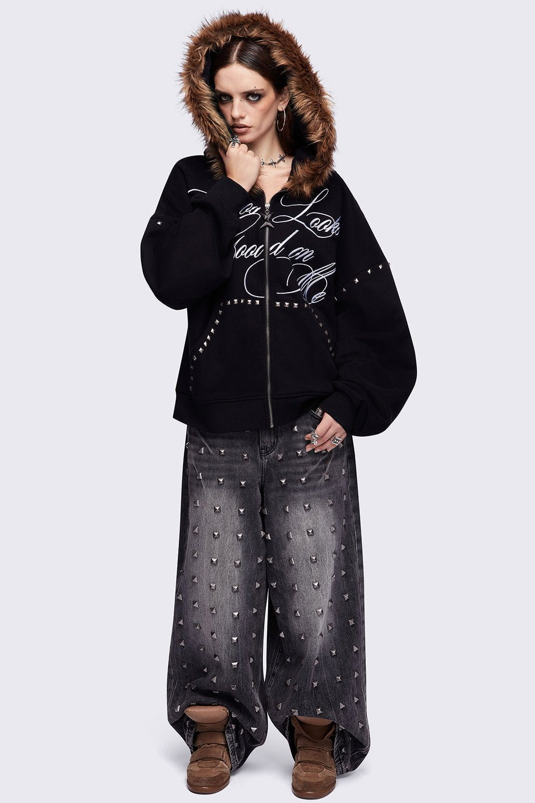 Minga London Chaotic Self Zip Up Hoodie