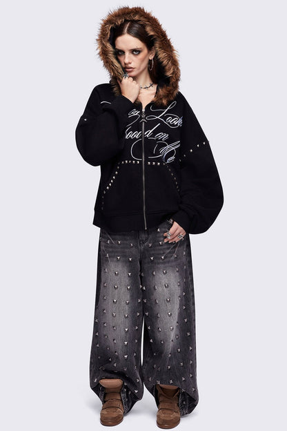 Minga London Chaotic Self Zip Up Hoodie