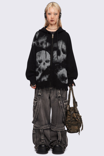 Minga London Skull Crusher Knitted Zip-Up Hoodie