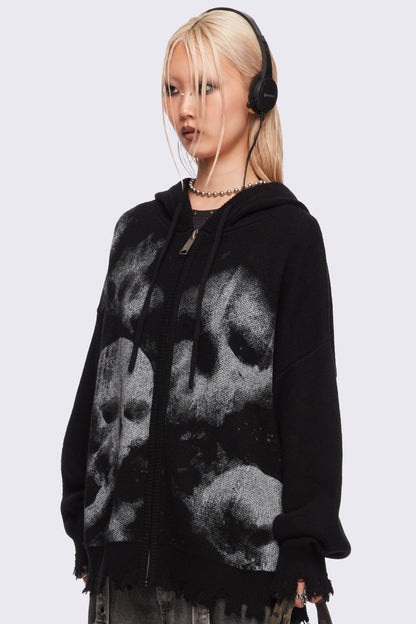 Minga London Skull Crusher Knitted Zip-Up Hoodie