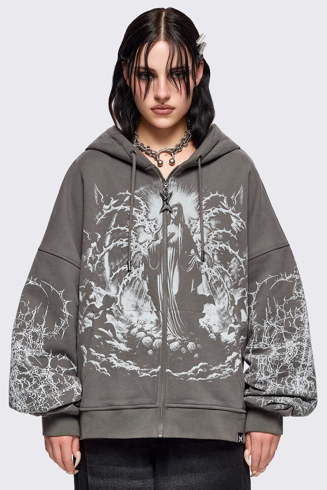 Minga London Ascension Grey Zip Up Hoodie
