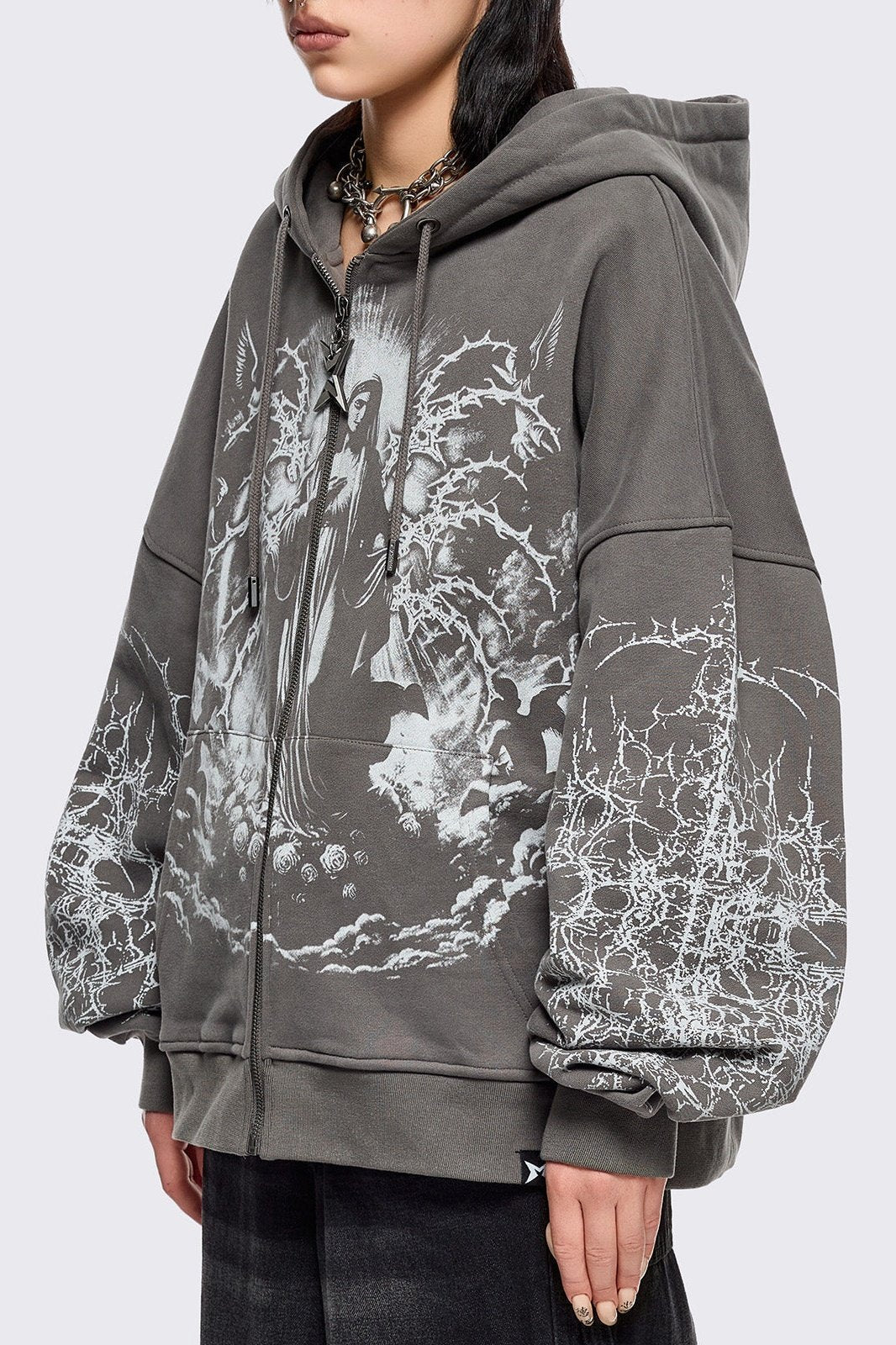 Minga London Ascension Grey Zip Up Hoodie