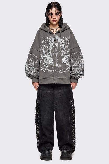 Minga London Ascension Grey Zip Up Hoodie